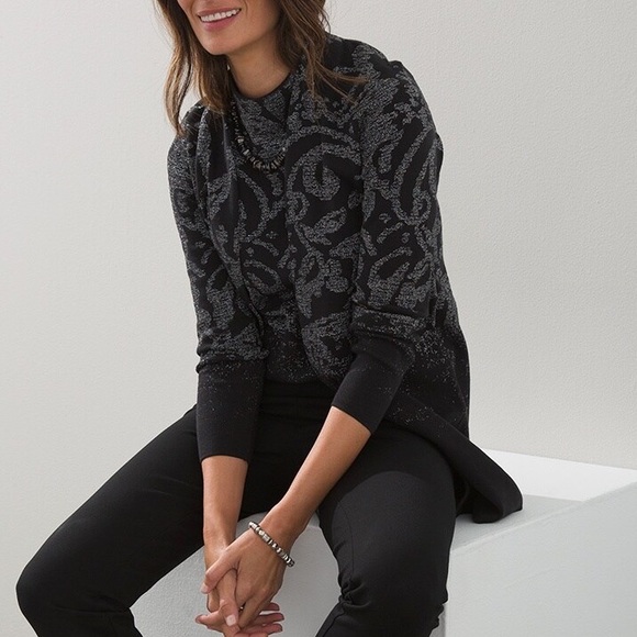 Chico’s Jacquard Ombre Scroll Print Tank and Cardigan Set Size L - Picture 6 of 16